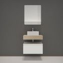 Meuble de Salle de Bain WILL - Plan suspendu 60 cm + Vasque + Miroir + Meuble tiroir + Equerres