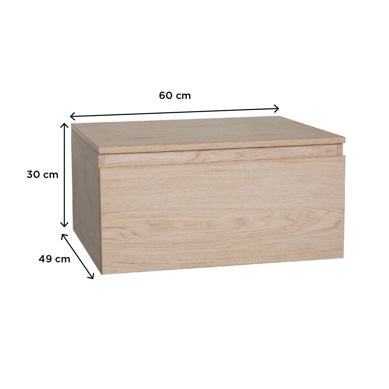 Meuble de Salle de Bain WILL - Plan suspendu 60 cm + Vasque + Miroir + Meuble tiroir + Equerres
