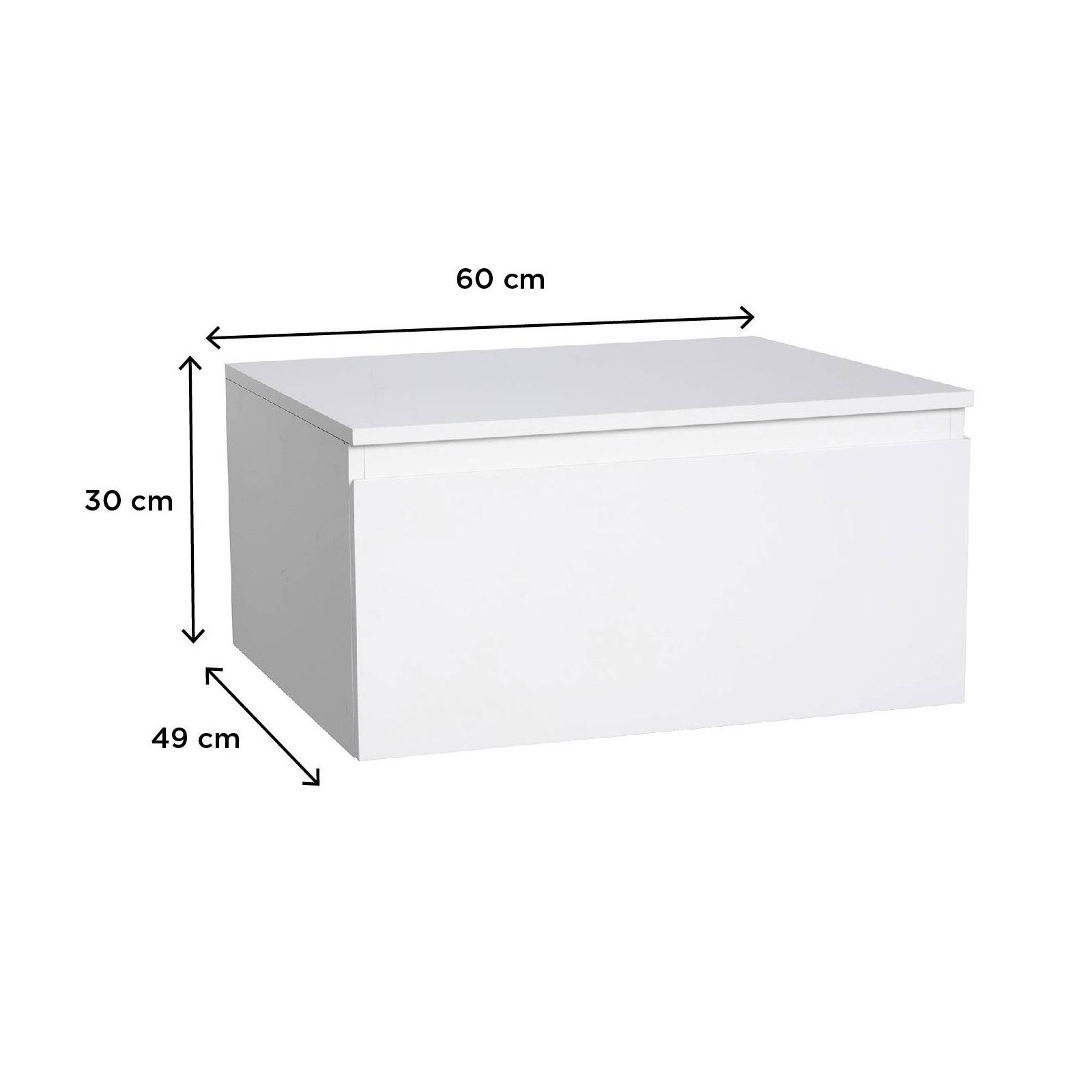 Meuble de Salle de Bain WILL - Plan suspendu 60 cm + Vasque + Miroir + Meuble tiroir + Equerres Meuble de Salle de Bain WILL - Plan suspendu 60 cm + Vasque + Miroir + Meuble tiroir + Equerres