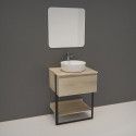 Meuble de Salle de bain 60cm Bois et Métal + Vasque Blanche UMA + Miroir - NINA
