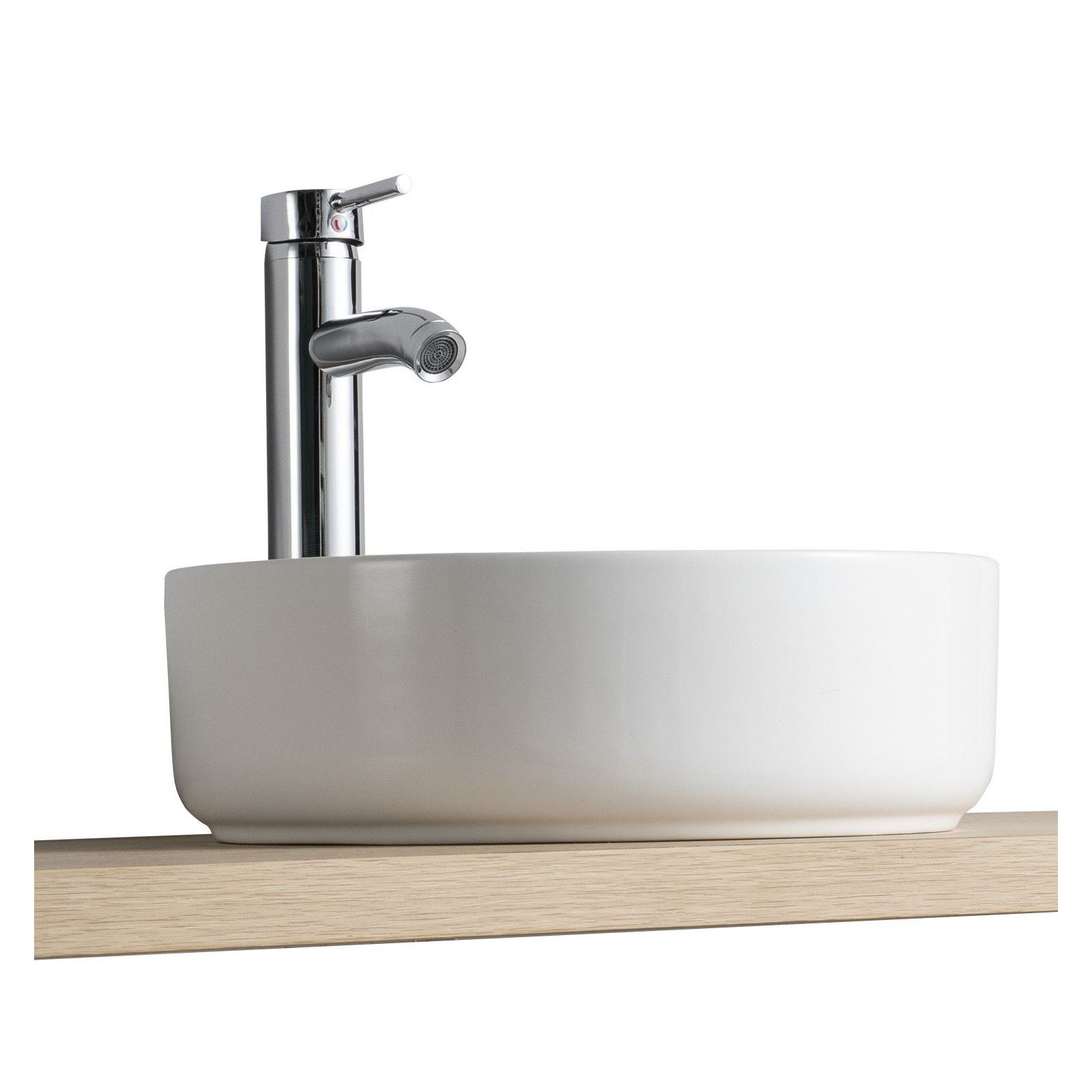 Meuble de Salle de bain 60cm Bois et Métal + Vasque Blanche UMA + Miroir - NINA