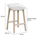 Tabourets de Bar Îlot Central Bois et Blanc H65cm MALMO | Lot de 4
