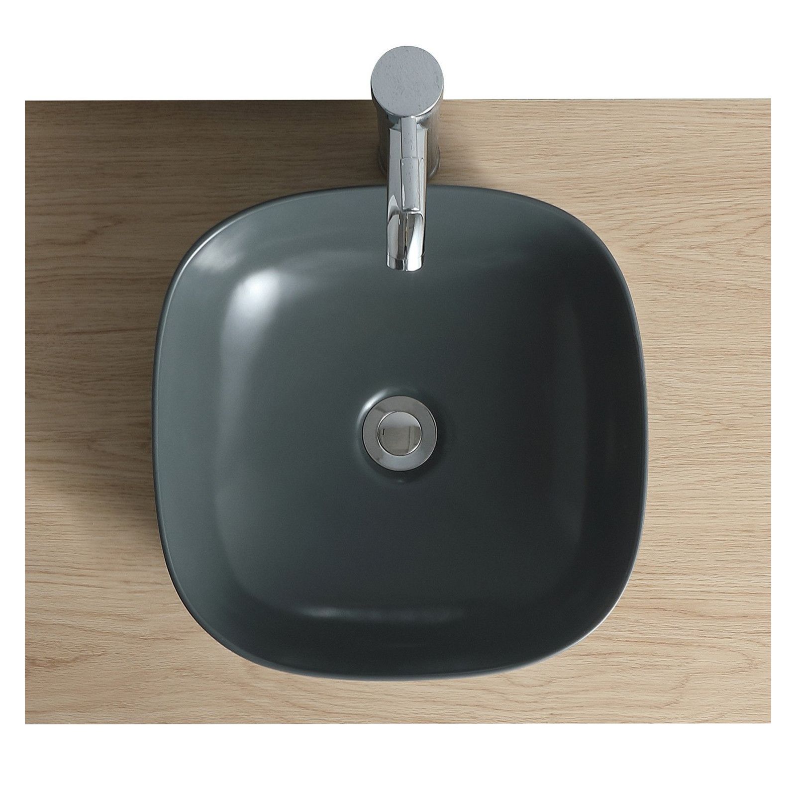 Vasque Salle de Bain à poser carrée 37 cm Gris Anthracite - MIA Vasque Salle de Bain à poser carrée 37 cm Gris Anthracite - MIA