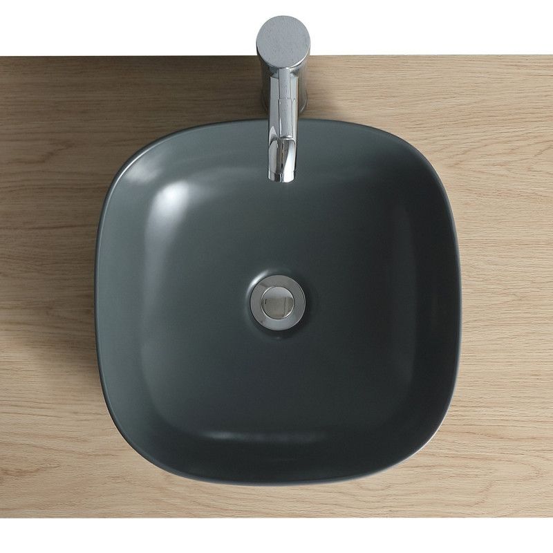 Vasque Salle de Bain à poser carrée 37 cm Gris Anthracite - MIA