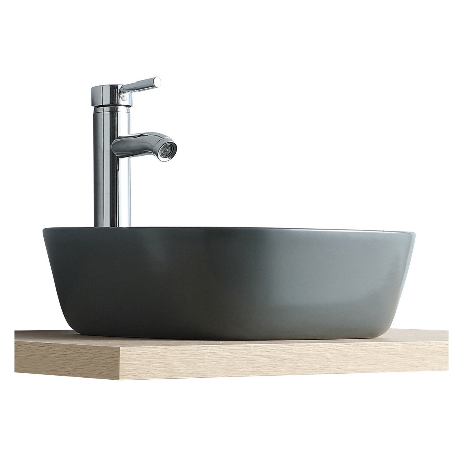 Vasque Salle de Bain à poser carrée 37 cm Gris Anthracite - MIA Vasque Salle de Bain à poser carrée 37 cm Gris Anthracite - MIA