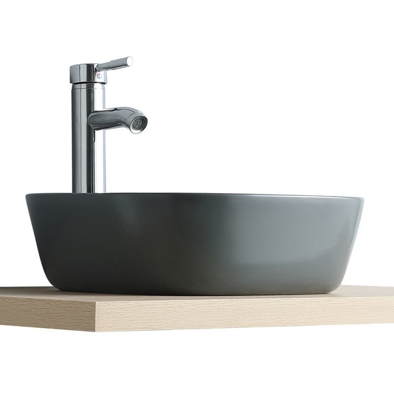 Vasque Salle de Bain à poser carrée 37 cm Gris Anthracite - MIA
