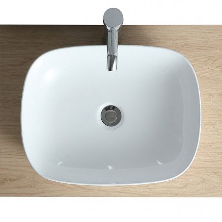 Vasque Salle de Bain à poser rectangulaire 48 cm Blanc - TOM