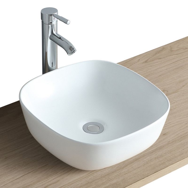 Vasque Salle de Bain à poser carrée 37 cm Blanc - MIA