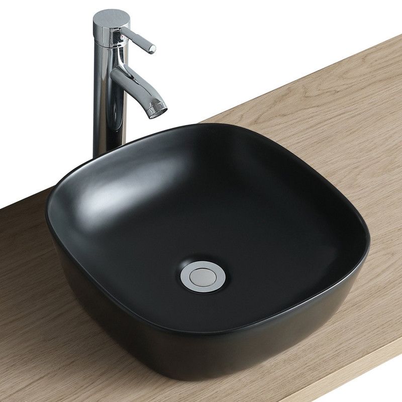 Vasque Salle de Bain à poser carrée 37 cm Noir - MIA