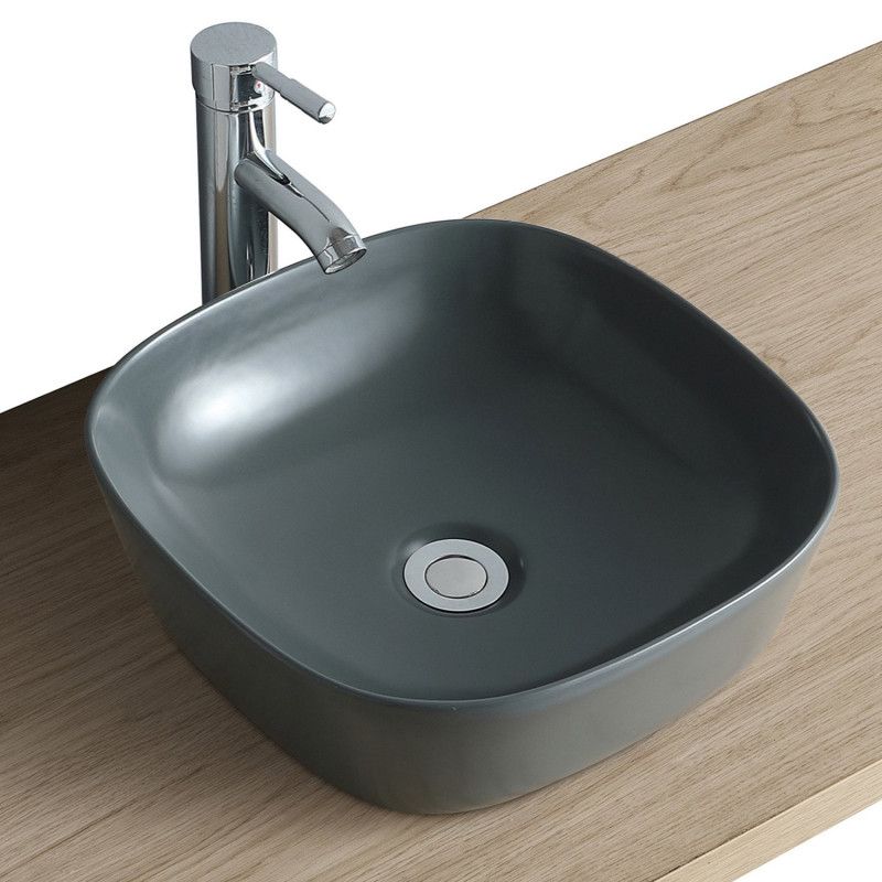 Vasque Salle de Bain à poser carrée 37 cm Gris Anthracite - MIA