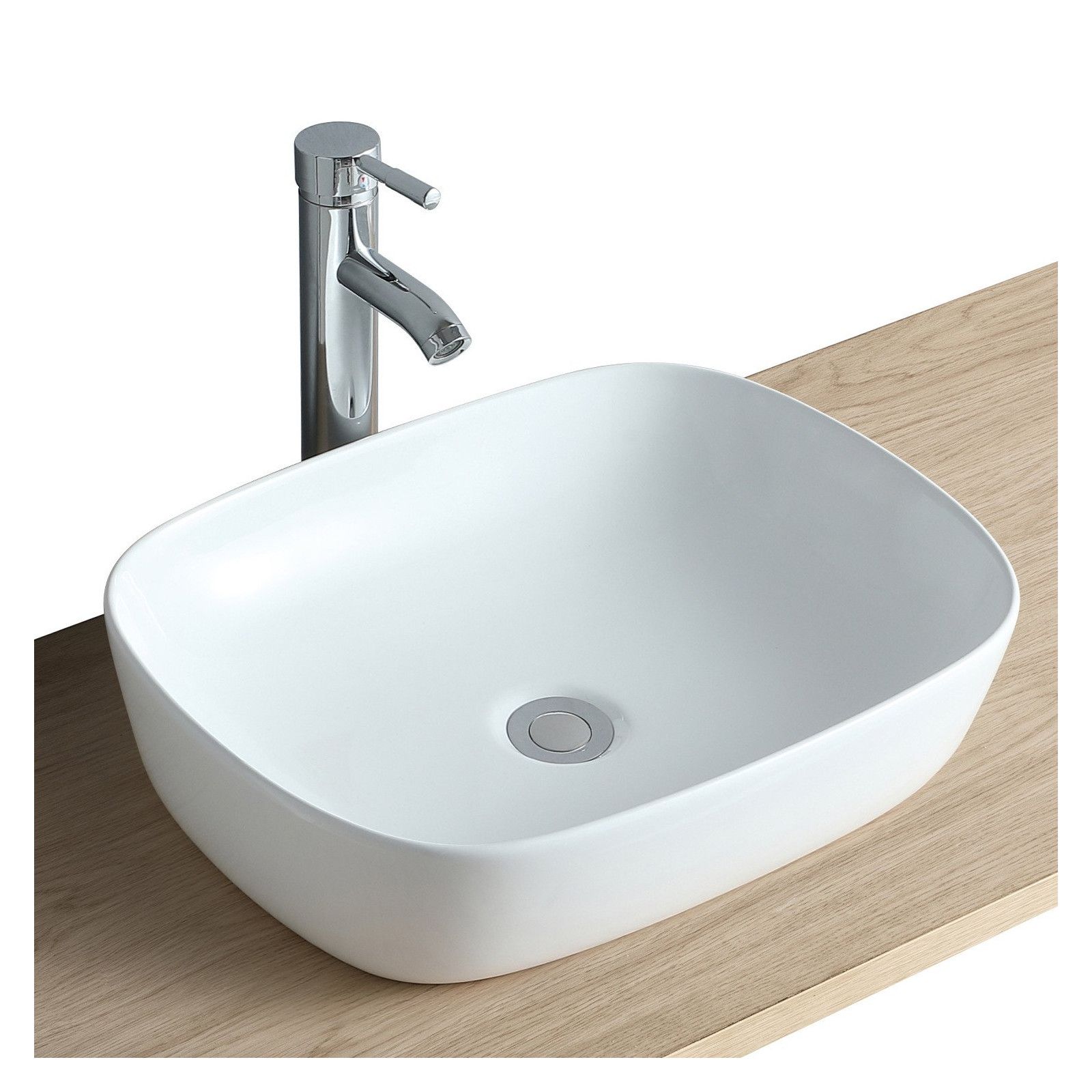 Vasque Salle de Bain à poser rectangulaire en céramique 48 cm - DIEGO