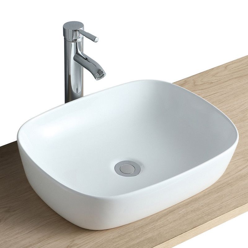 Vasque Salle de Bain à poser rectangulaire 48 cm Blanc - TOM