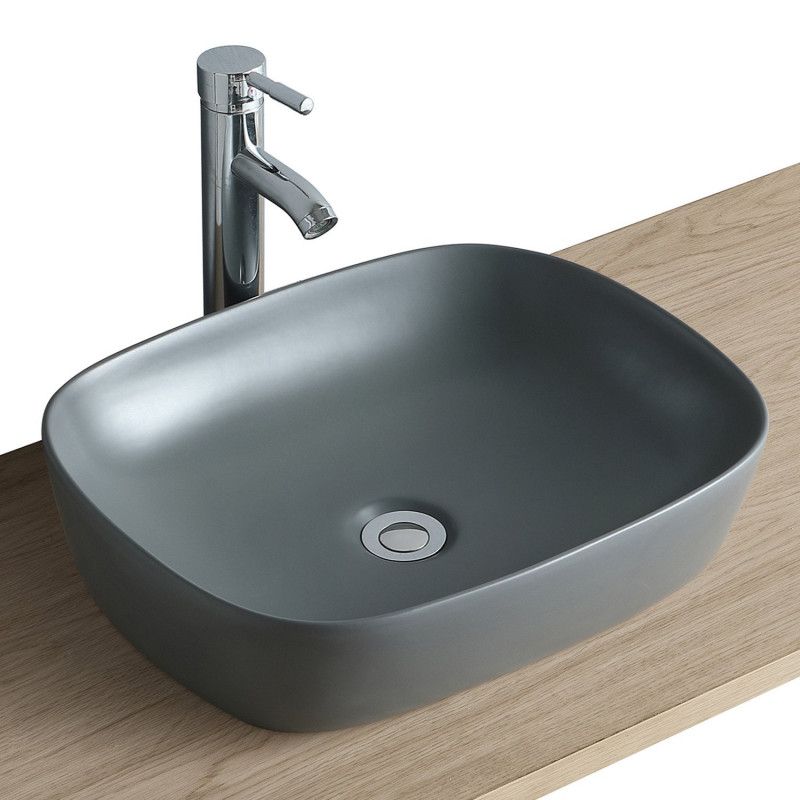 Vasque Salle de Bain à poser rectangulaire 48 cm Gris anthracite - TOM