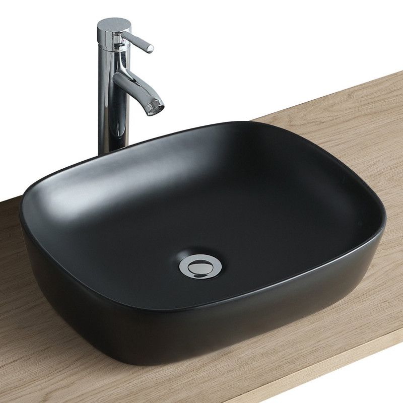 Vasque Salle de Bain à poser rectangulaire 48 cm Noir - TOM