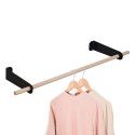 Kit penderie suspendue / portant barre murale Chêne / Métal Noir Mat 1 m - YURI