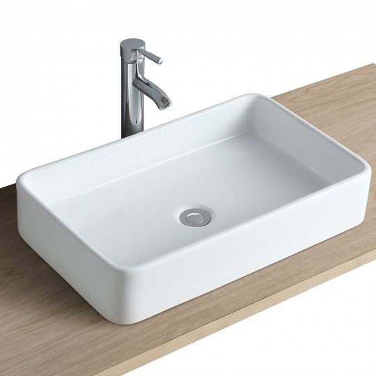 Vasque Salle de Bain à poser rectangulaire Blanc 60 cm - SADDY