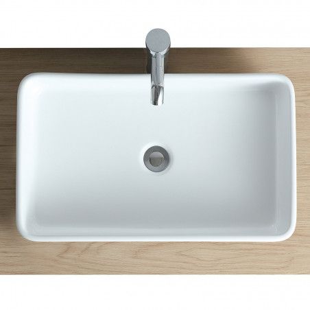 Vasque Salle de Bain à poser rectangulaire Blanc 60 cm - SADDY