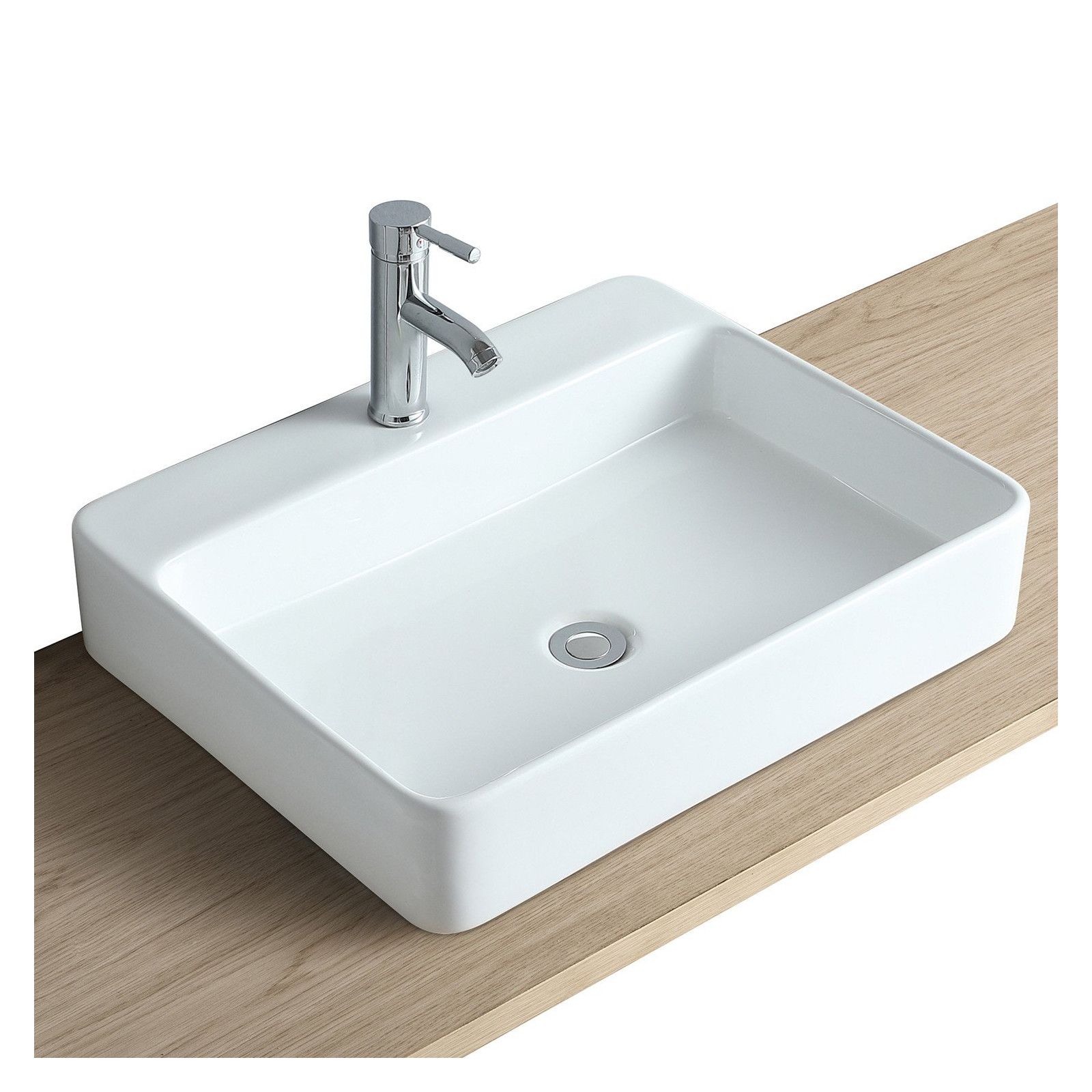 Vasque Salle de Bain à suspendre ou à poser en céramique Blanc largeur 60cm - ANDY - Vue de 3/4 Vasque Salle de Bain à suspendre ou à poser en céramique Blanc largeur 60cm - ANDY - Vue de 3/4