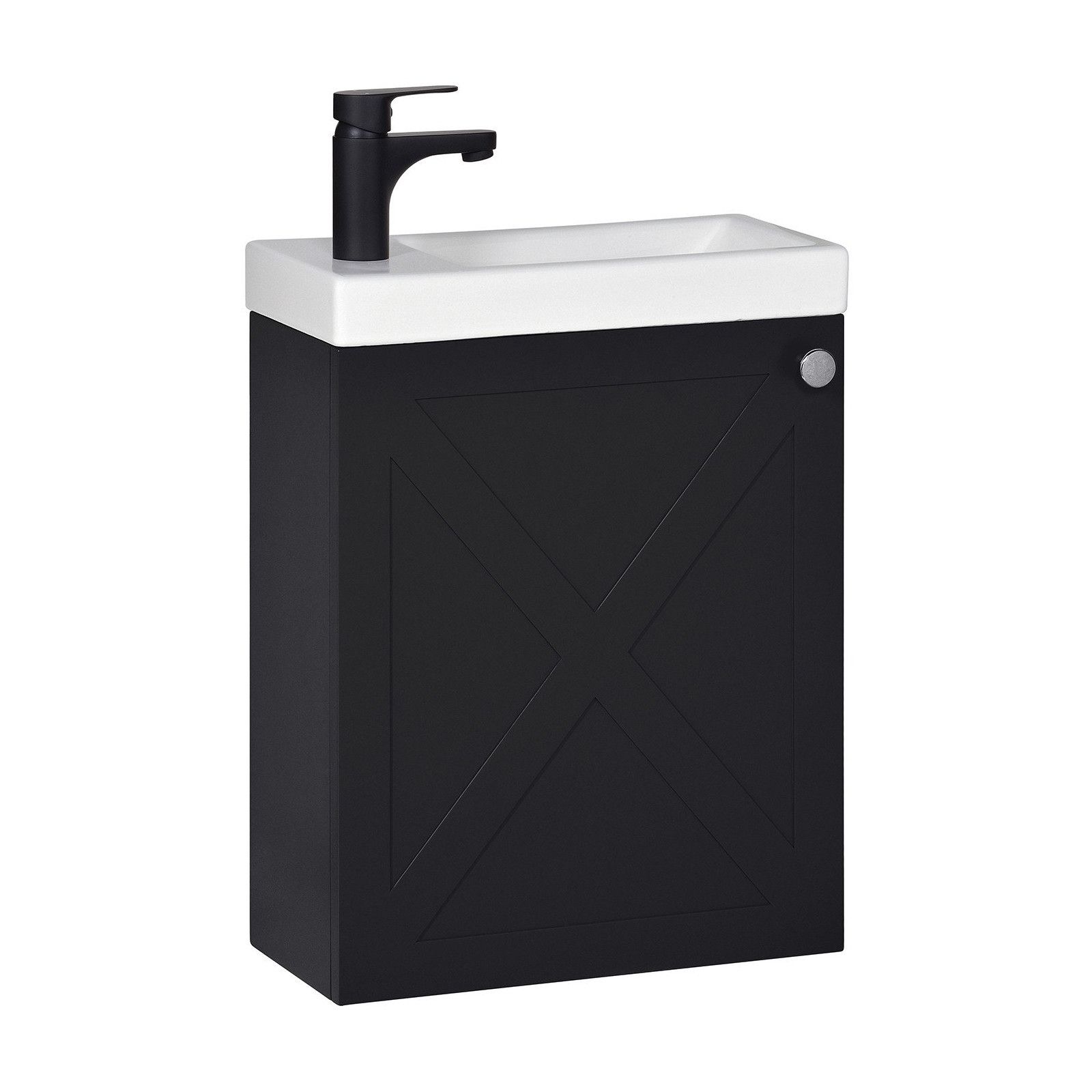 Meuble lave-mains noir carbone AVA avec robinet noir Meuble lave-mains noir carbone AVA avec robinet noir