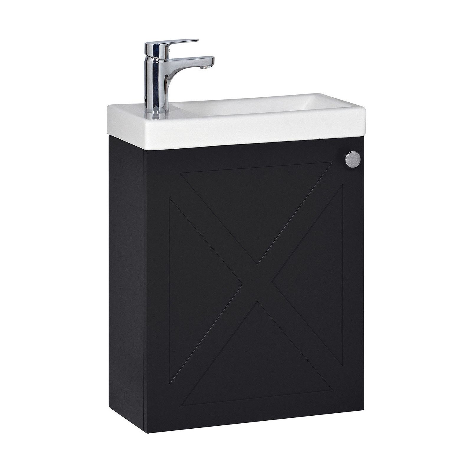 Meuble lave-mains noir carbone AVA avec robinet chromé Meuble lave-mains noir carbone AVA avec robinet chromé