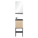 Meuble lave-mains Bois et Métal + Robinet Chromé + Miroir - NOVA