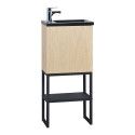 Meuble lave-mains Bois et Métal + Robinet Chromé + Miroir - NOVA