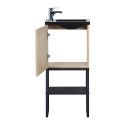 Meuble lave-mains Bois et Métal + Robinet Chromé + Miroir - NOVA