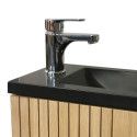 Meuble lave-mains Bois et Métal + Robinet Chromé + Miroir - NOVA