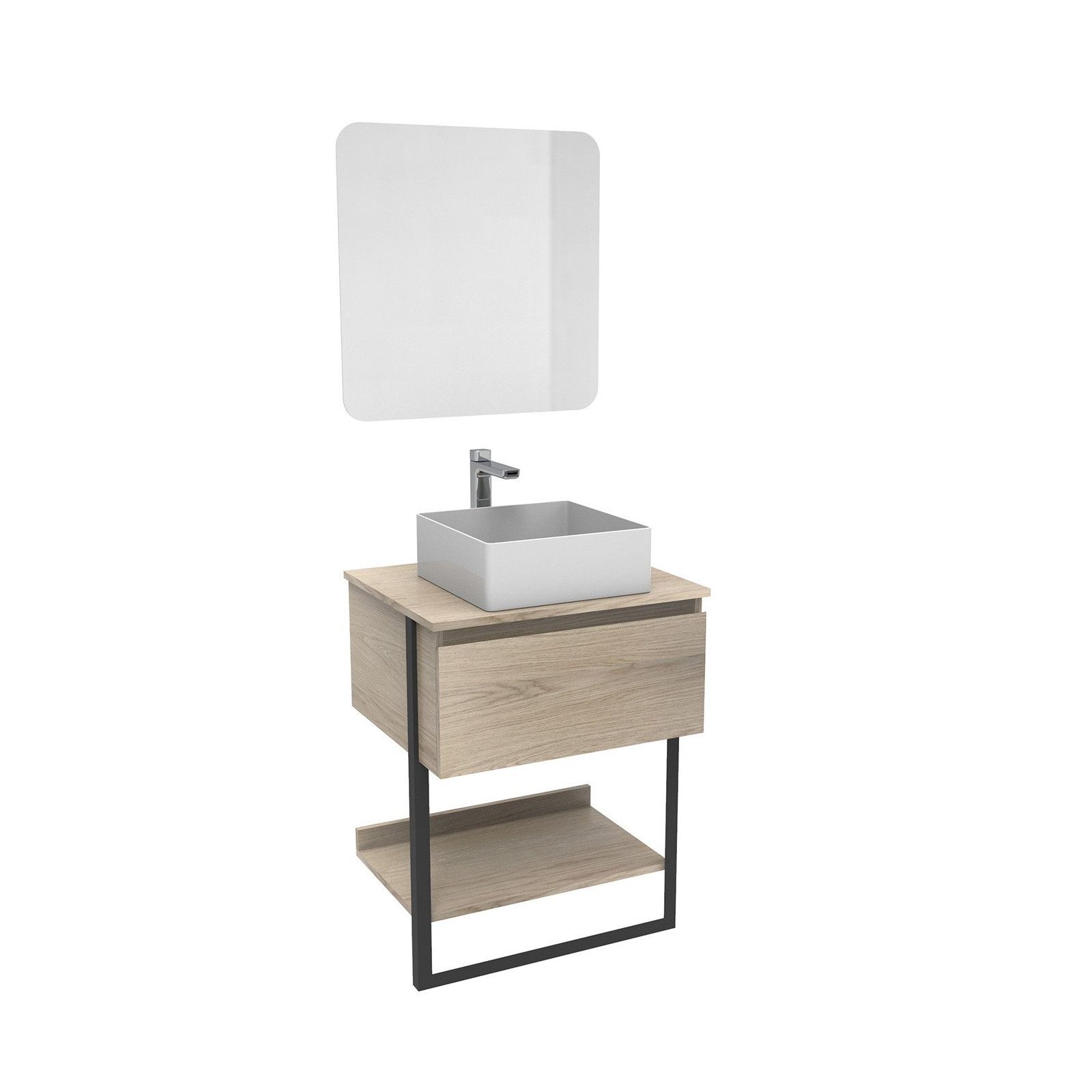 Ensemble de Salle de bain NINA Meuble 60CM + Vasque COMA + Miroir Ensemble de Salle de bain NINA Meuble 60CM + Vasque COMA + Miroir