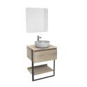 Meuble de Salle de bain 60cm Bois et Métal + Vasque Blanche UMA + Miroir - NINA