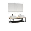 Ensemble de Salle de Bain WILL - Plan suspendu 120 cm + Structure métal + 2 Vasques + 2 Miroirs