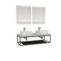 Ensemble de Salle de Bain WILL - Plan suspendu 120 cm + Structure métal + 2 Vasques + 2 Miroirs