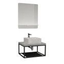 Ensemble de Salle de Bain WILL - Plan de toilette suspendu 60 cm + Structure métal Noir Mat + Vasque