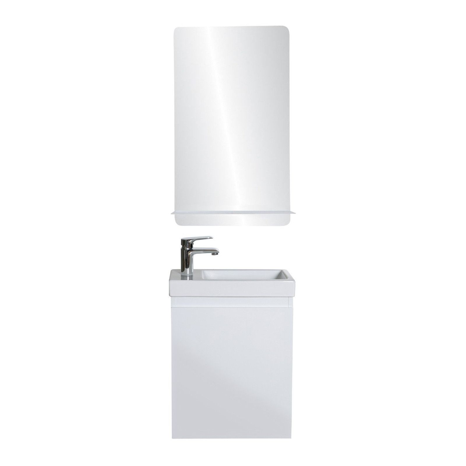 Lave-mains LISA + Miroir Mural L40 cm tablette Blanche Lave-mains LISA + Miroir Mural L40 cm tablette Blanche