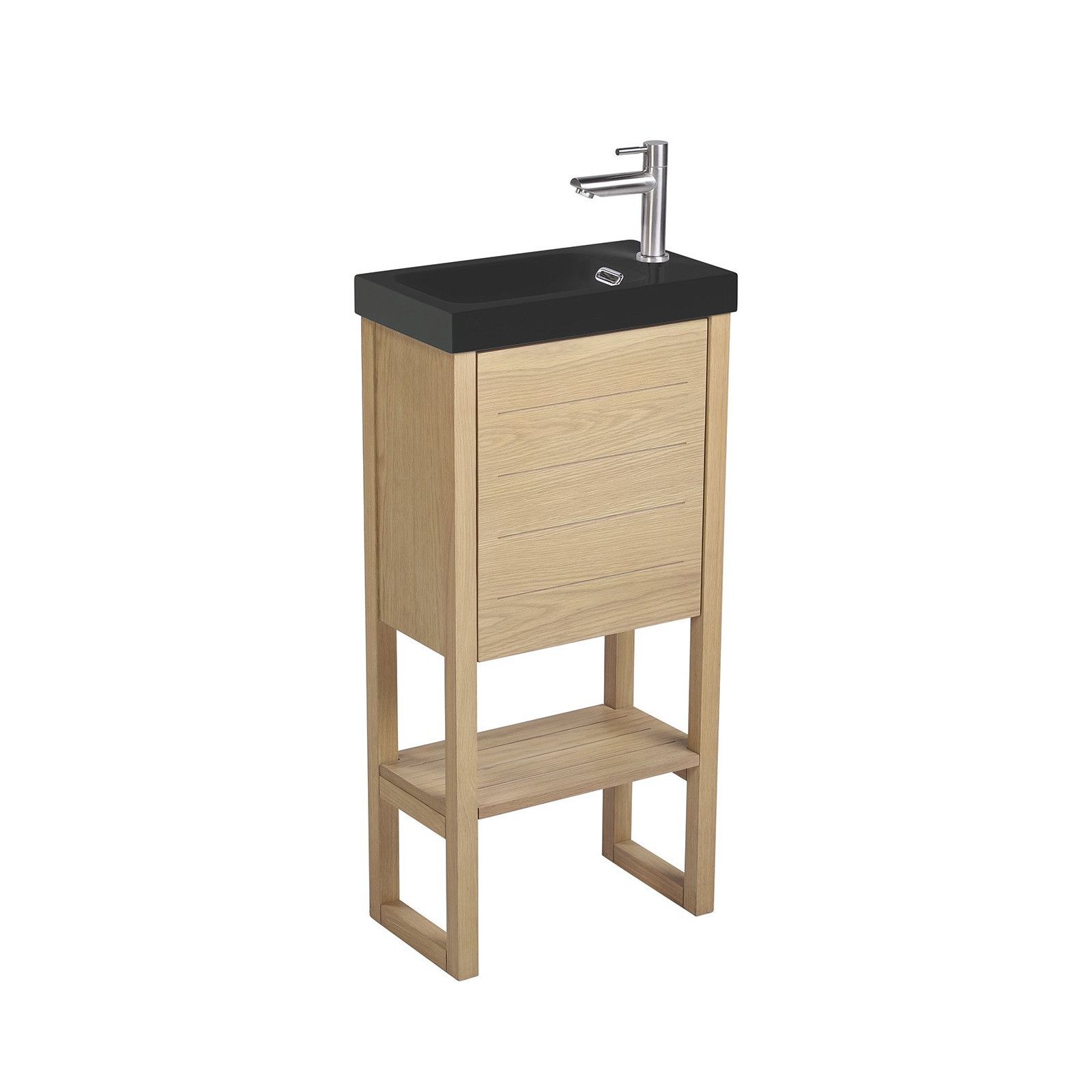 Meuble Lave-mains en Bois avec vasque Noire - ATOLL Meuble Lave-mains en Bois avec vasque Noire - ATOLL