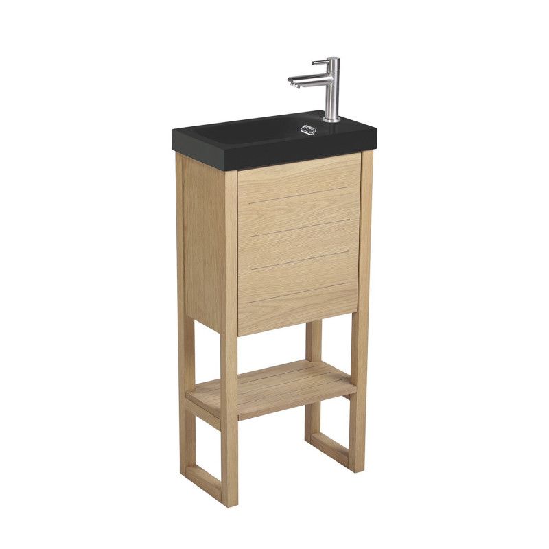 Meuble Lave-mains en Bois avec vasque Noire - ATOLL