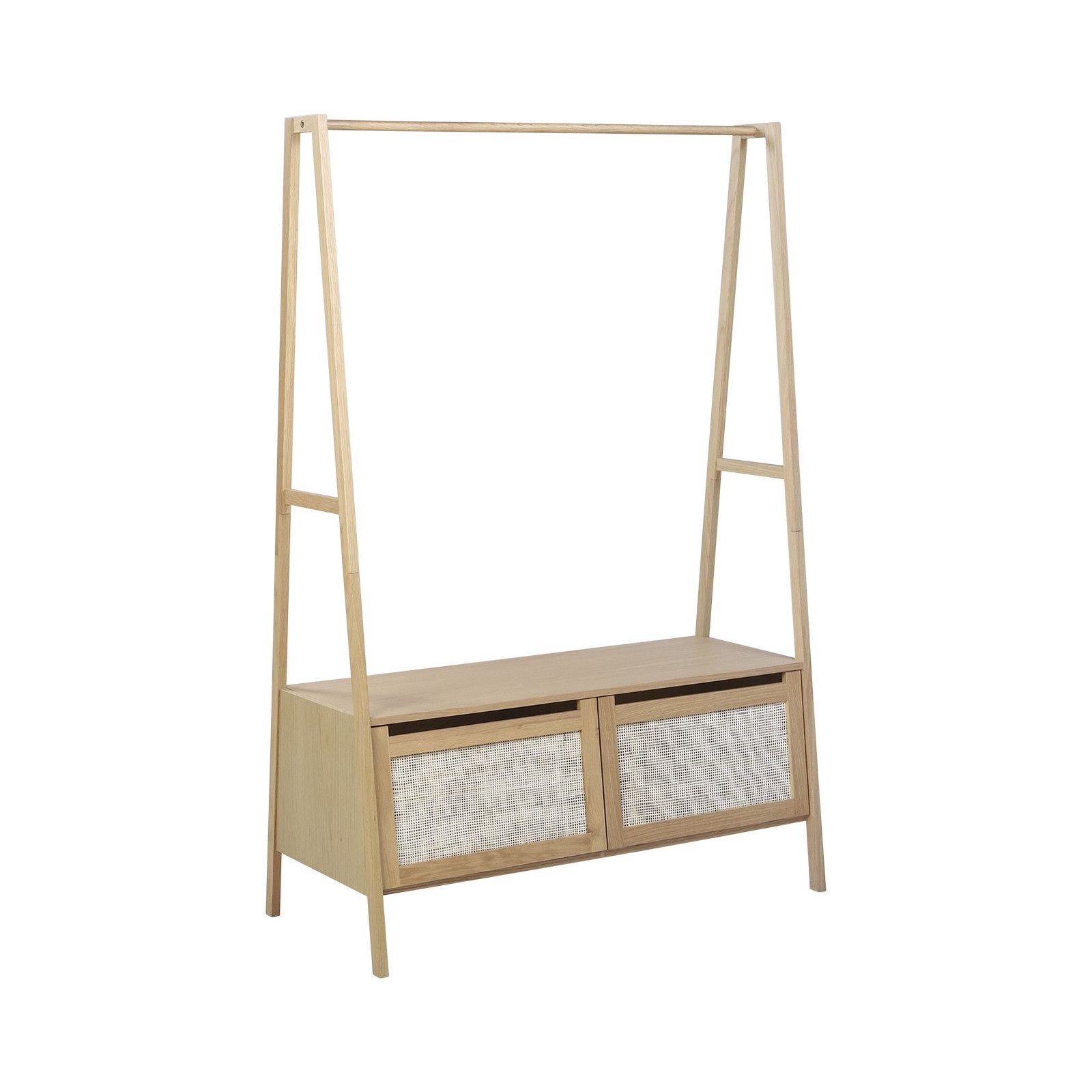 Portant vêtements en Bois et Cannage de Rotin 110 cm - ARKA Portant vêtements en Bois et Cannage de Rotin 110 cm - ARKA
