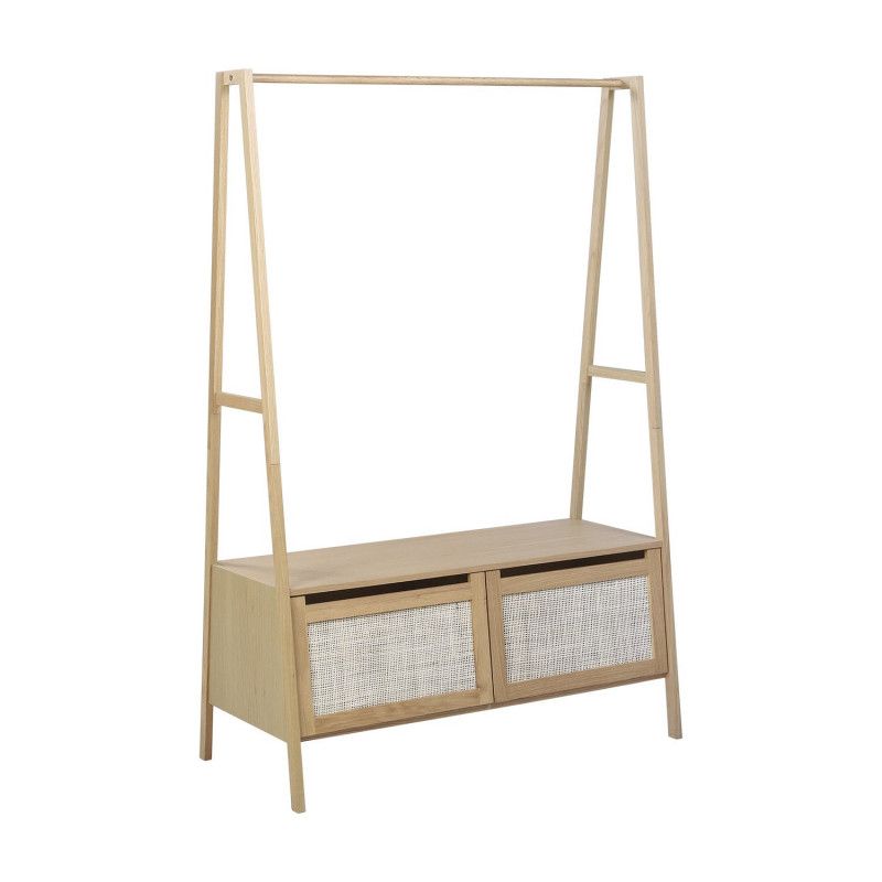 Portant vêtements en Bois et Cannage de Rotin 110 cm - ARKA
