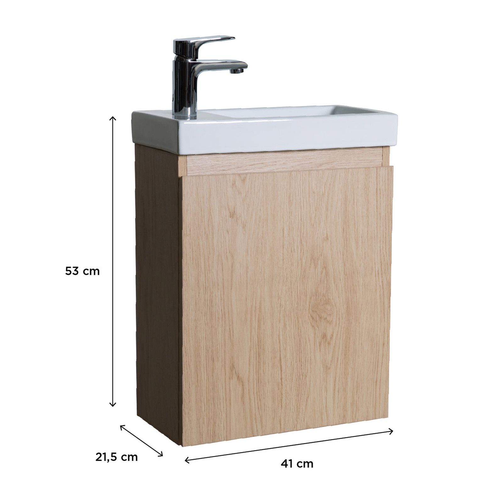 Meuble WC avec cuvette minimaliste et lave-main – Effet chêne – 50 cm x 89  cm – Cluo