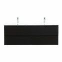 Meuble de Salle de Bain Double Vasque 120 cm Noir Carbone SORRENTO