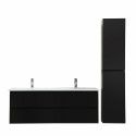 Ensemble meuble double vasque noir carbone 120cm + vasque + colonne