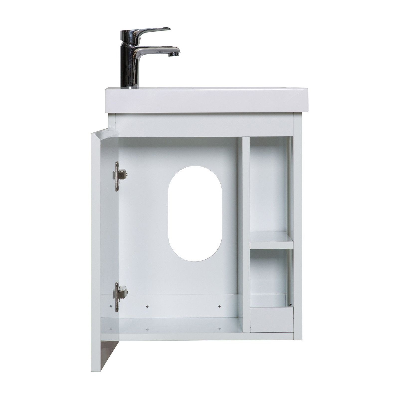 Lave-mains HAMPTON + Miroir Mural L40 cm tablette Blanche Lave-mains HAMPTON + Miroir Mural L40 cm tablette Blanche