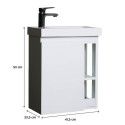 Lave-mains HAMPTON + Miroir Mural L40 cm tablette Blanche Lave-mains HAMPTON + Miroir Mural L40 cm tablette Blanche
