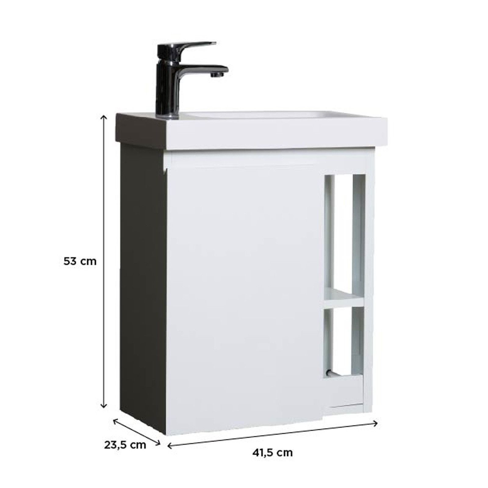 Lave-mains HAMPTON + Miroir Mural L40 cm tablette Blanche Lave-mains HAMPTON + Miroir Mural L40 cm tablette Blanche