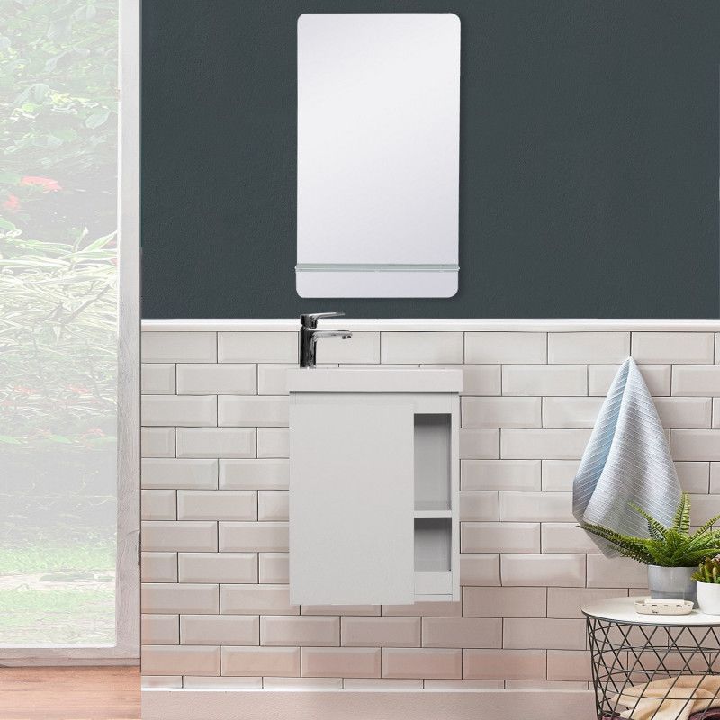 Lave-mains HAMPTON + Miroir Mural L40 cm tablette Blanche Lave-mains HAMPTON + Miroir Mural L40 cm tablette Blanche