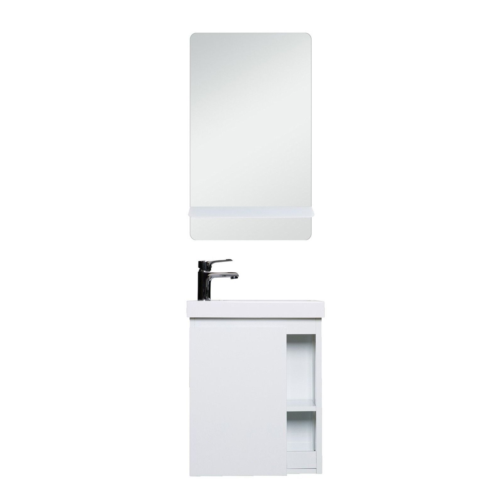 Lave-mains HAMPTON + Miroir Mural L40 cm tablette Blanche Lave-mains HAMPTON + Miroir Mural L40 cm tablette Blanche