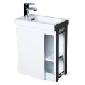 Lave-mains HAMPTON + Miroir Mural L40 cm tablette Blanche Lave-mains HAMPTON + Miroir Mural L40 cm tablette Blanche