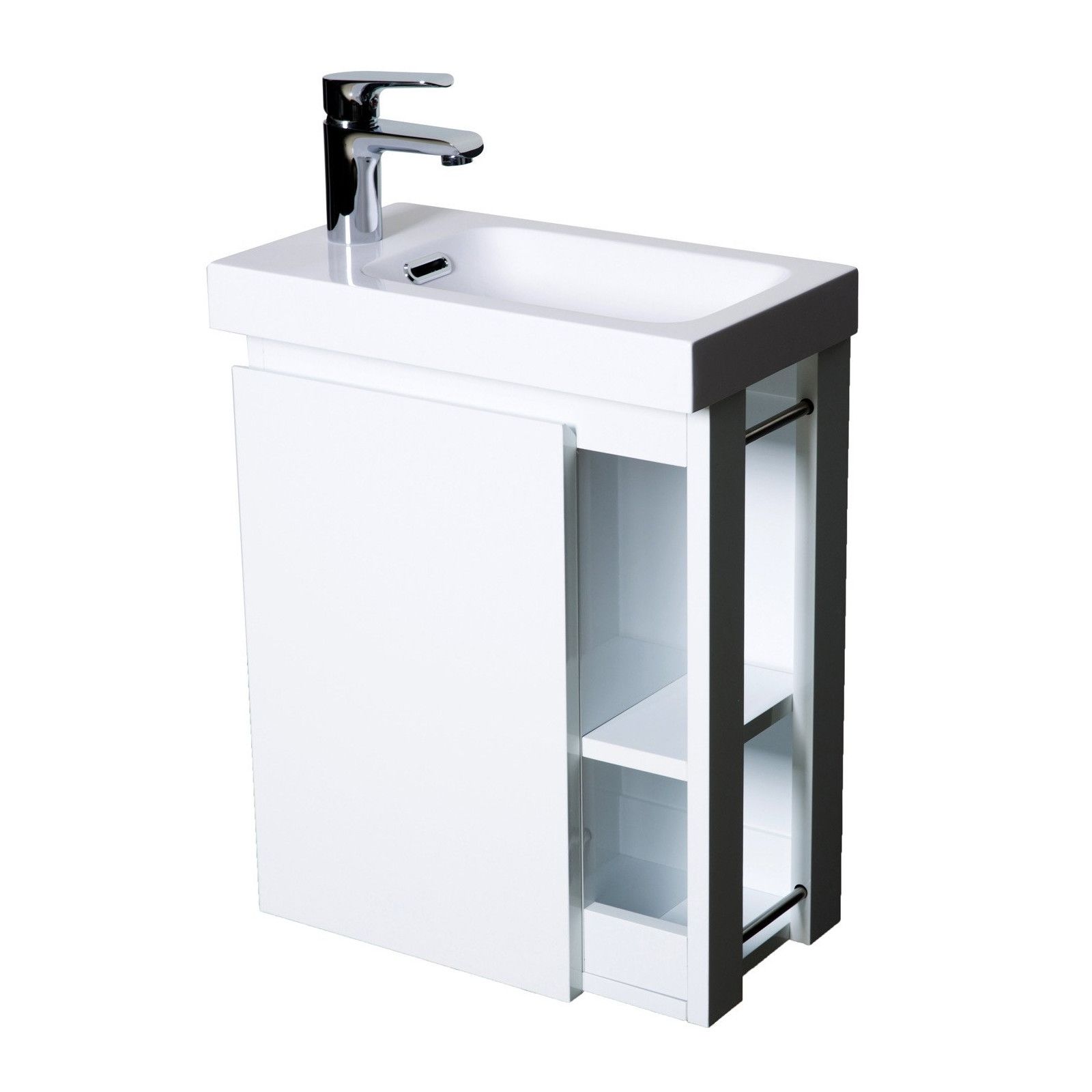Lave-mains HAMPTON + Miroir Mural L40 cm tablette Blanche Lave-mains HAMPTON + Miroir Mural L40 cm tablette Blanche