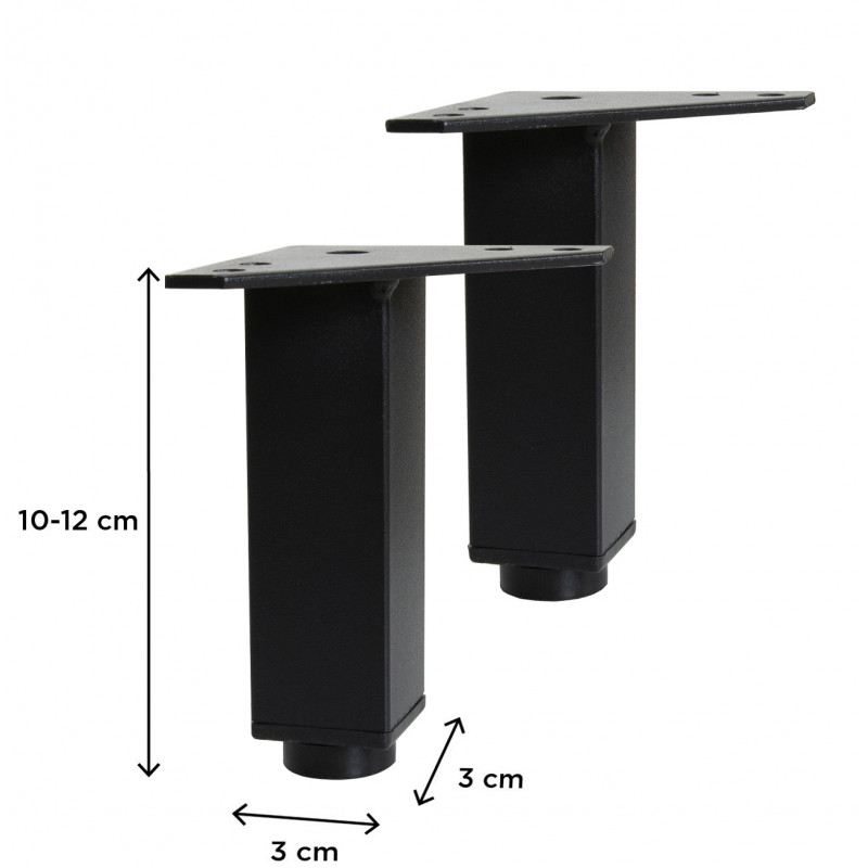 Pieds réglables WILL - Jeu de 2 pieds réglables pour Meuble de Salle de Bain- Noir Mat