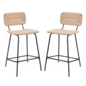 Tabourets de Bar Îlot Central Corde tressée et Métal - Coloris Naturel NEMA | Lot de 2
